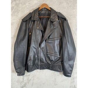 Vintage Marily's Cueros Jacket Sz Large Leather‎ Biker Motorcycle 80s Argentina